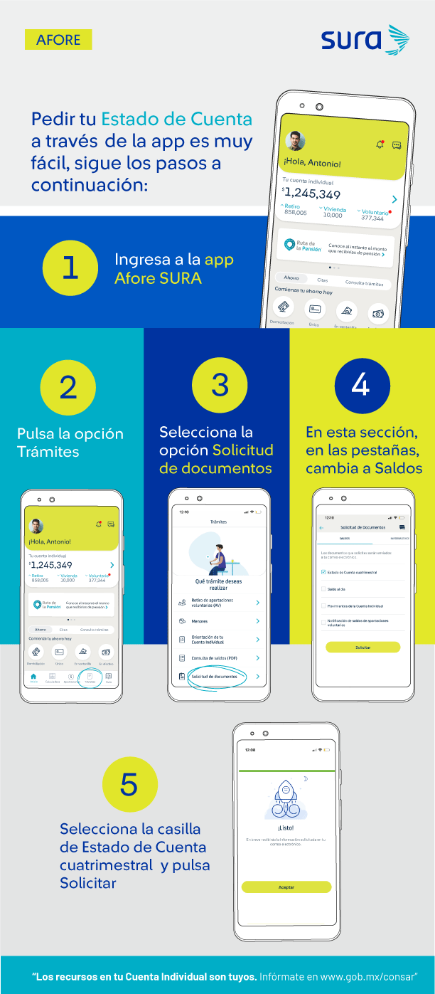 solicitar desde la app Afore SURA estado de cuenta